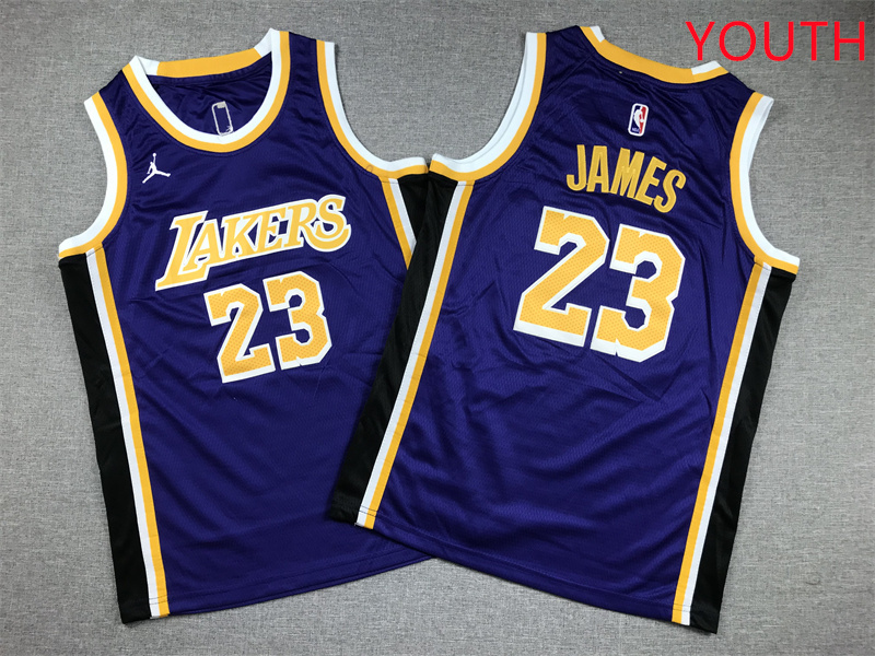 Youth Los Angeles Lakers #23 James Purple Jordan Edition NBA Jersey style 1->youth nba jersey->Youth Jersey